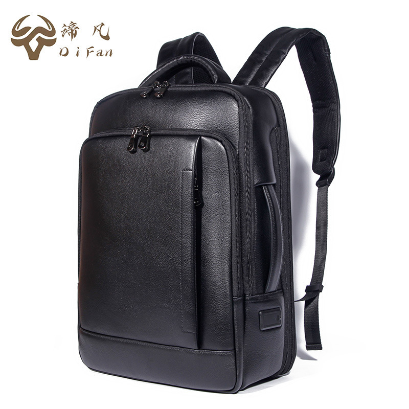 First-Layer Cowhide Travel Backpack, Multi-Purpose Genuine Leather Backpack, Men's Simple Large-Capacity Practical Business Commuting Backpack