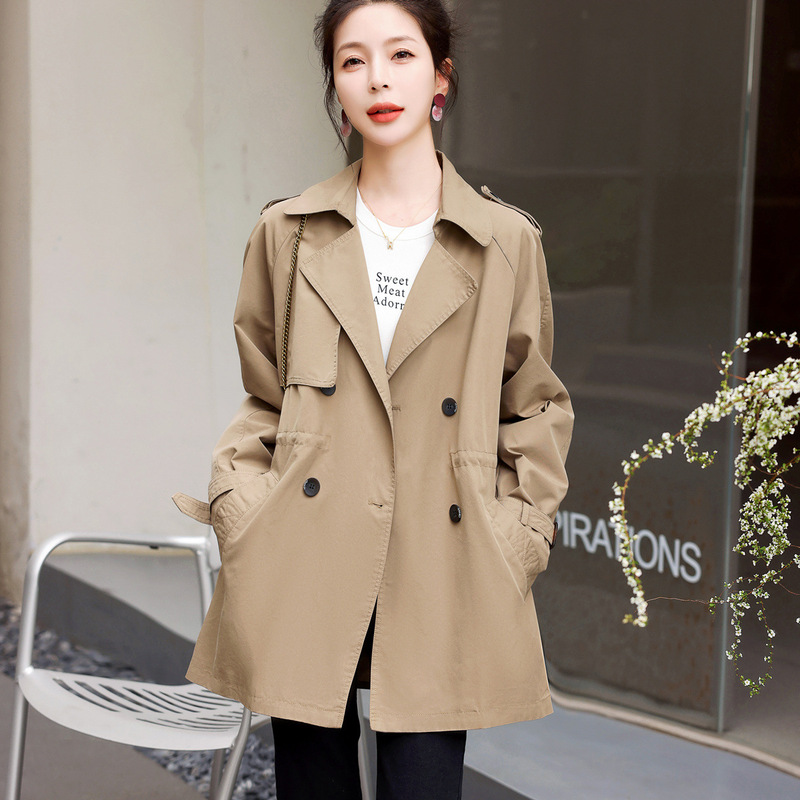 Plus Size Women's Trench Coat for Spring and Autumn, Loose Fit, Extra Large, Mid-Length, 100kg February/March Coat Jacket for Women
