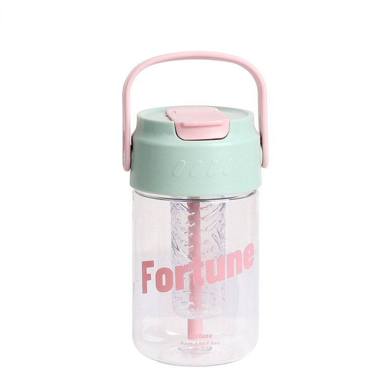 Taza de agua de plástico flor taza de té con almacén de té Estudiante DE ALTO aspecto en línea rojo ins portátil taza de paja taza