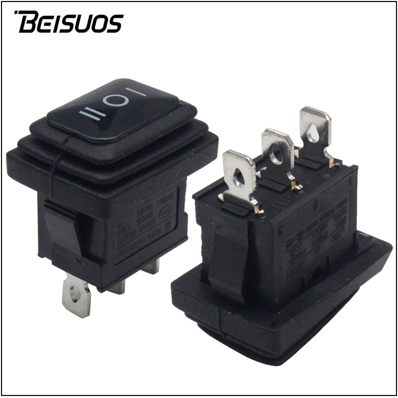 RS601A船型防水开关三脚三档防水一体翘板开关电吹风开关三脚三档