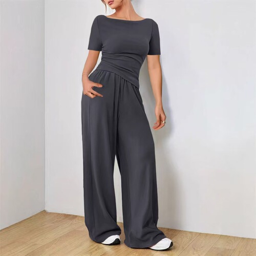 Amazon's hot products, relaxed women's wide-leg pants, two-piece soft waxy style suit covers fashion and irregular