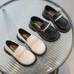 Children's leather shoes 2023 spring and autumn new model girls' shoes English style versatile fashionable loafers easy-on flat sole