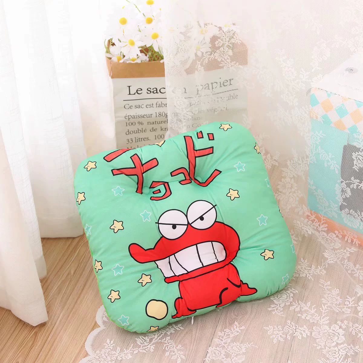 Cartoon pillow, sofa for bedroom, crayons, cloth