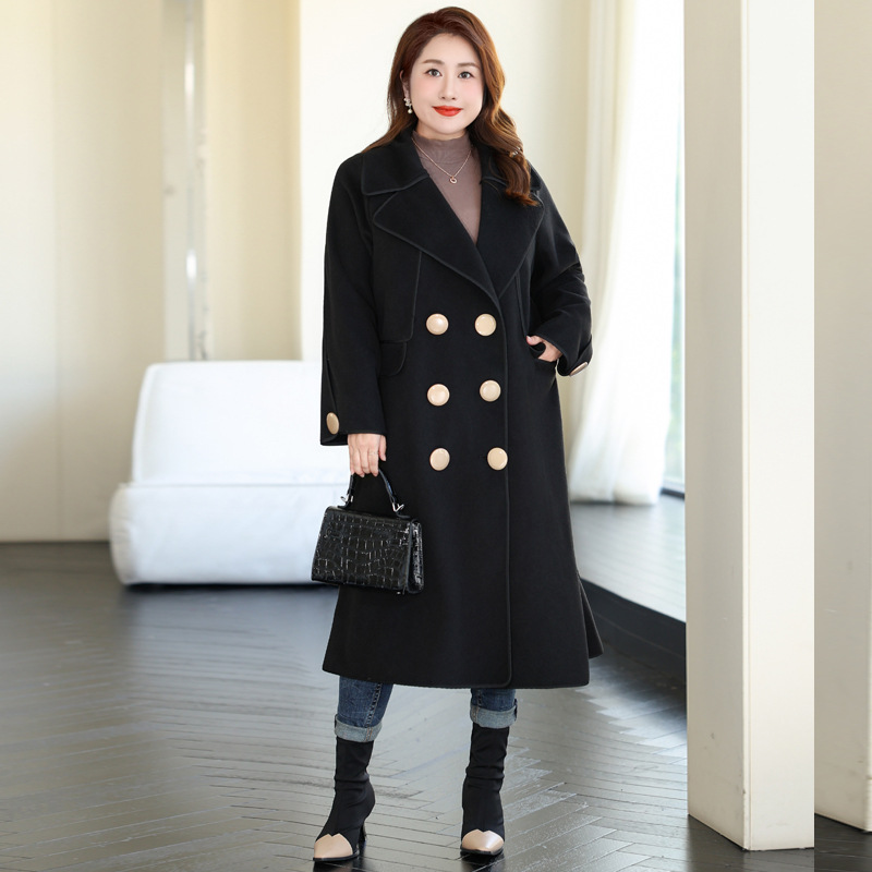 Abrigo de Lana de Doble Botonadura para Mujer de Nailon para Invierno image 6