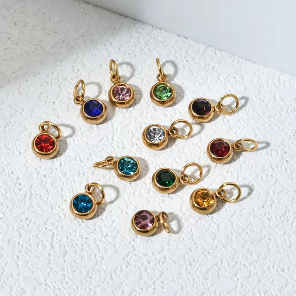 6mm Colorfulful Round Diamond Small Pendant December Birthstone DIY Pendant Bracelet Necklace Stainless Steel Pendant Pendant