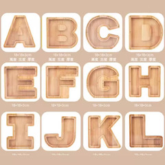 Factory supply cross-border new creative wooden English letter piggy bank transparent glass savings bank can print logo