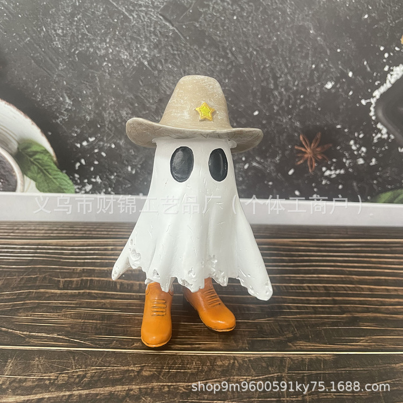 国境を越えた新型ハロウィーン幽霊シリーズカウボーイ幽霊クール樹脂小置物カボチャ鬼節かわいい装飾|undefined
