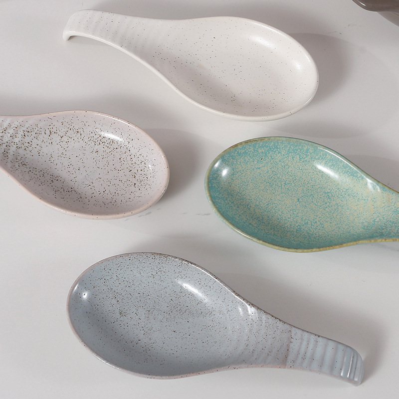 Cross-Border Exclusive New Ceramic Daily Spoon Holder European Retro Creative Reaction Glaze Sesame Popular Color Practical Cross-Border Exclusive New Ceramic Daily Spoon Holder European Retro Creative Reaction Glaze Sesame Popular Color Practical