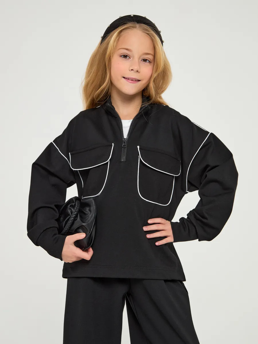 Mädchen Freizeit Streetstyle Zweiteiler Mit Half Zip Pullover_voghion.com