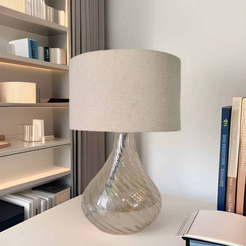 Lámpara de mesa de vidrio Lámpara de mesa de noche de dormitorio Lámpara de mesa de vidrio para el hogar Sala de estar Mesita de noche de estilo europeo Lámpara de mesa de decoración de habitación de boda