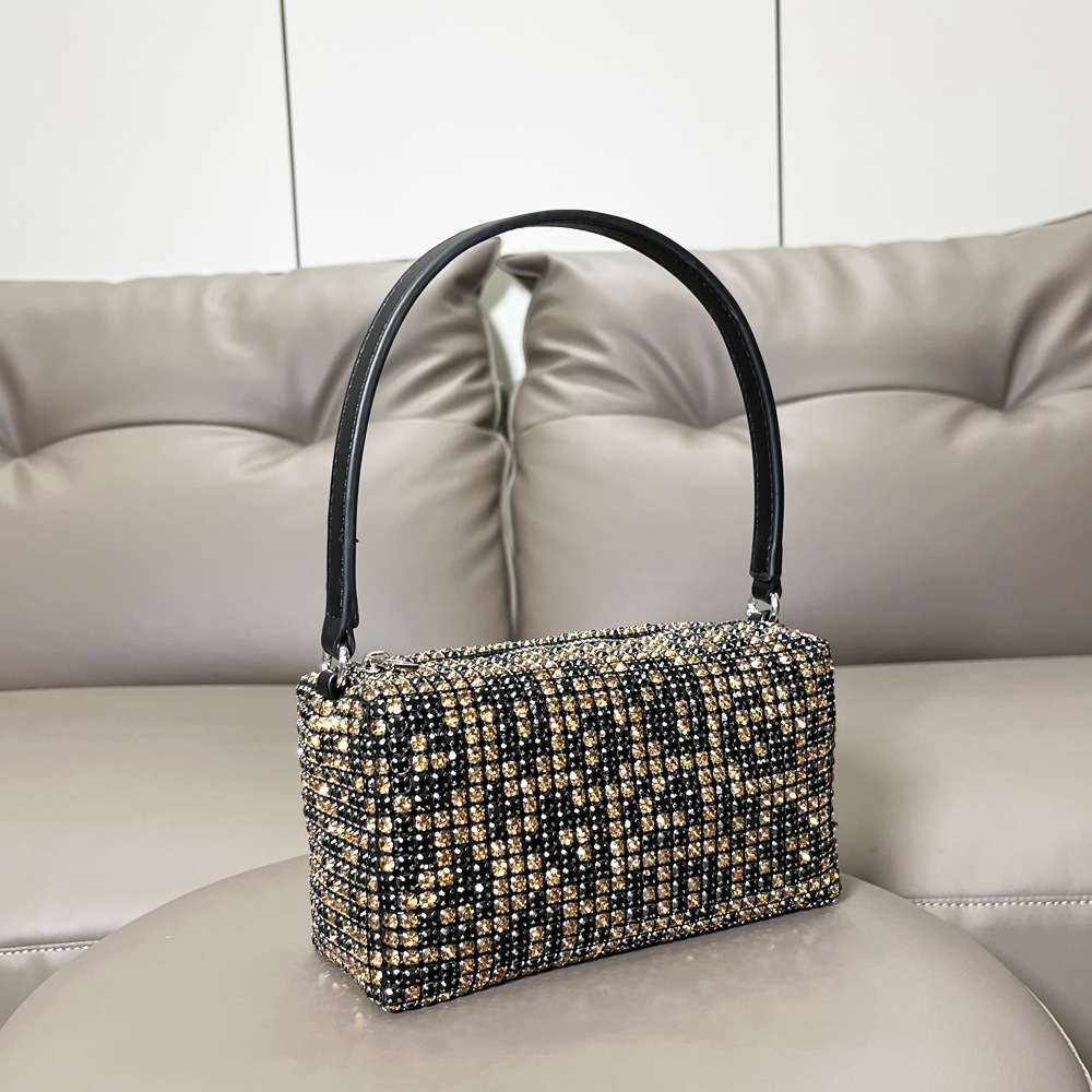 Rhinestone Top Handle Bag Sparkling Crystal Mini Shoulder Purse_voghion.com