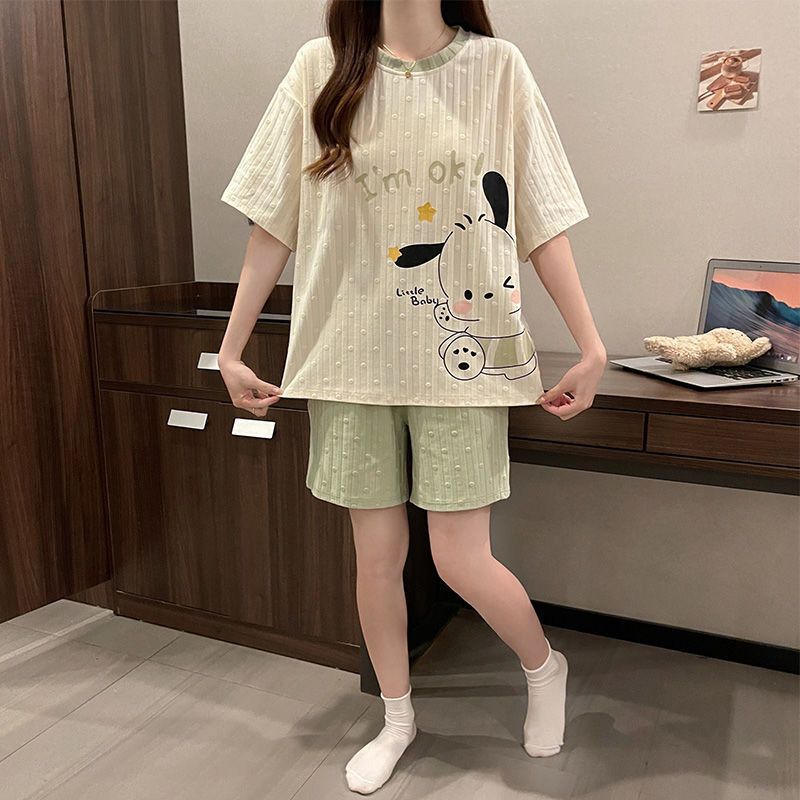 Transfronterizo mayorista con cojín de pecho pijama de verano de dibujos animados dulce estudiante manga corta suit suelto se puede usar ropa de hogar
