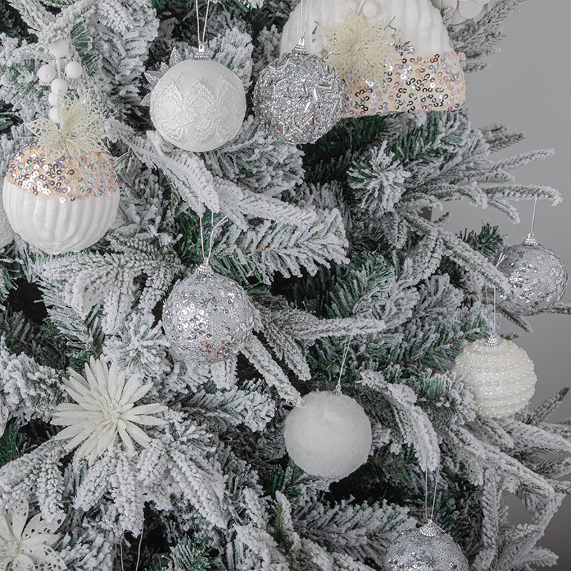 En stock 8cm6/PCS lentejuelas espuma Navidad bola colgante decoración ventana centro comercial colgante techo Navidad decorativa bola de color