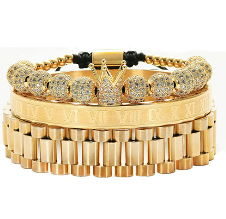 골드 크라운 픽볼 시계 스트랩 세트