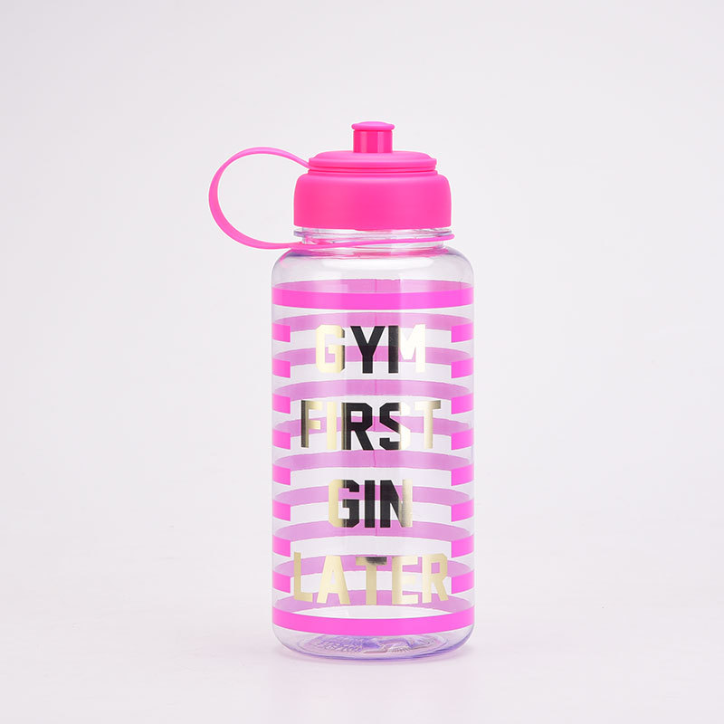 Simple Striped Letters 1000ml Large-capacity Portable Single-layer Plastic Cup display picture 5