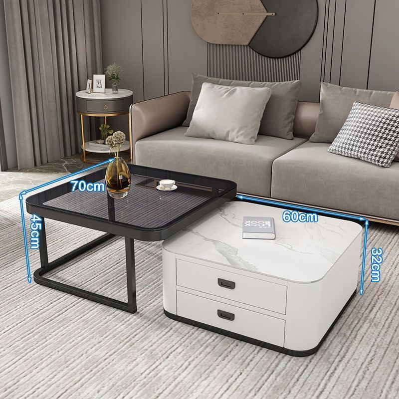 Mesa de té personalizada panel de roca TV combinación moderna y simple sala de estar casera vidrio cuadrado minimalista