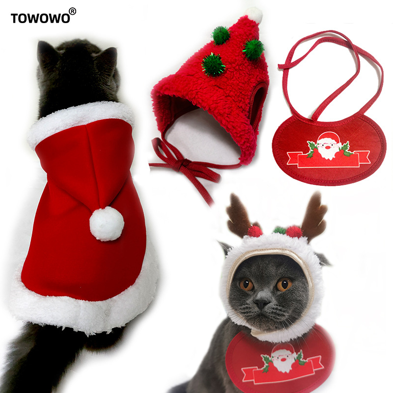 新年宠物圣诞帽子猫咪萌宠头服饰用品变身熊猫小型狗猫玩具头套