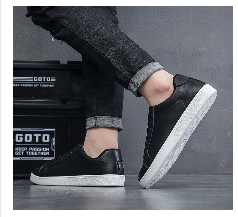 Férfi fehér bőr sneaker légáteresztő alkalmi sportcipő_voghion.com