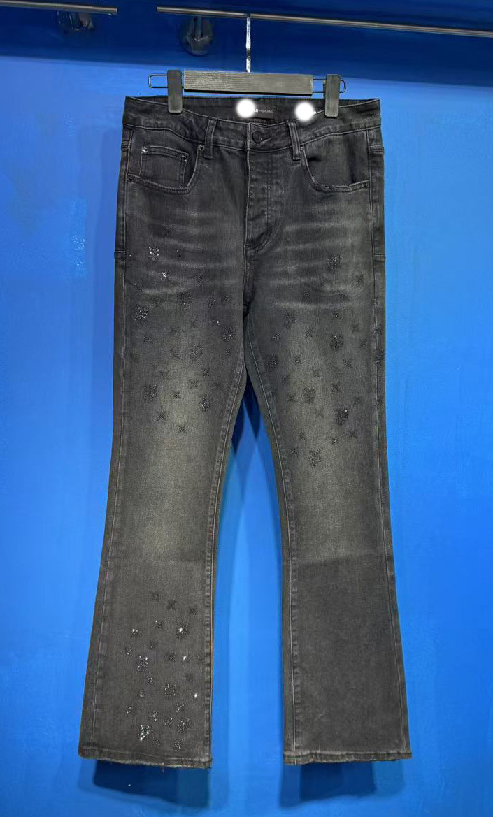 Marca de moda transfronteriza JB purple verano rectas vaqueros lavados de agua para hacer viejos agujeros vaqueros de hombre pantalones cortos de caño purple