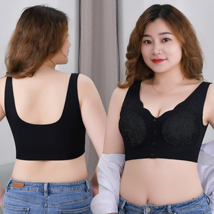 New Middle-aged and Elderly Underwear Women's Front Open Buckle Anti-sagging Push-up plus size Bra Comfortable Traceless Top-up Thin Underwear