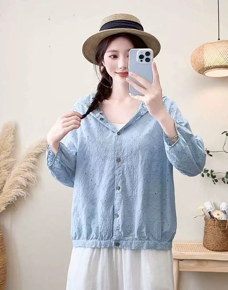 Корейская новая вышивка пустой свободный с капюшоном