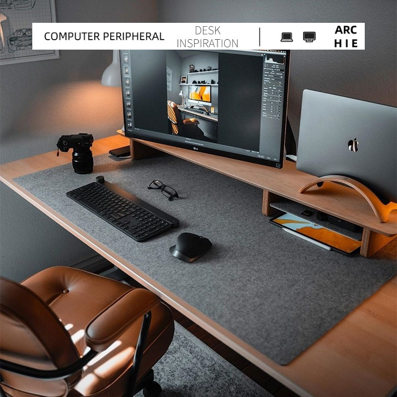 Non-Slip Felt Mouse Pad, Stain-Resistant, Extra-Large, Solid Color Computer Pad for Students, Thickened Plastic Writing Desk Mat, Customizable