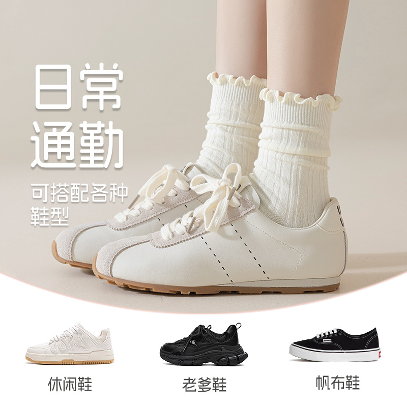 Zhuangyan calcetines de algodón de color sólido de verano para mujeres hongo borde antiolor absorción de sudor calcetines de pila calcetines al por mayor