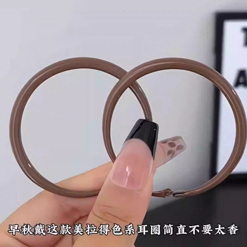 复古美拉德咖色耳圈耳环轻奢高级感气质夸张个性耳钉时尚圈圈耳饰|undefined