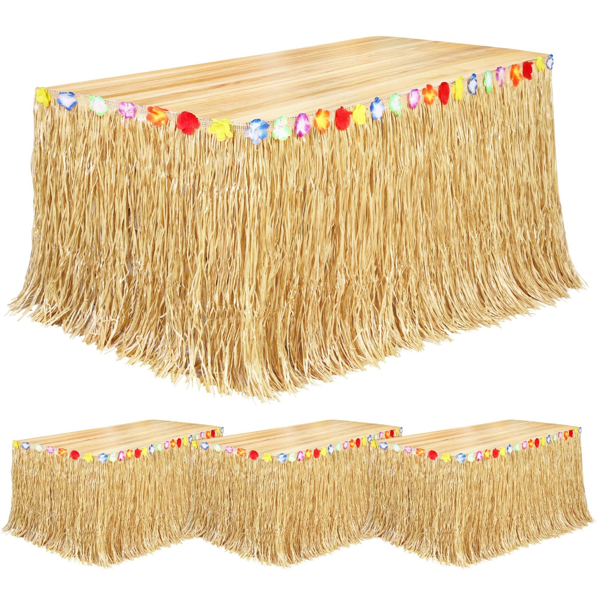 Hawaiana falda de mesa de plástico franela de paja color fiesta decoración del lugar de la atmósfera festiva delantal de mesa