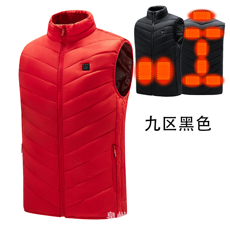 Transfronterizo nuevo Distrito 9 calefacción hombres y mujeres calefacción chaleco invierno cálido inteligente carga calefacción chaleco fábrica al por mayor