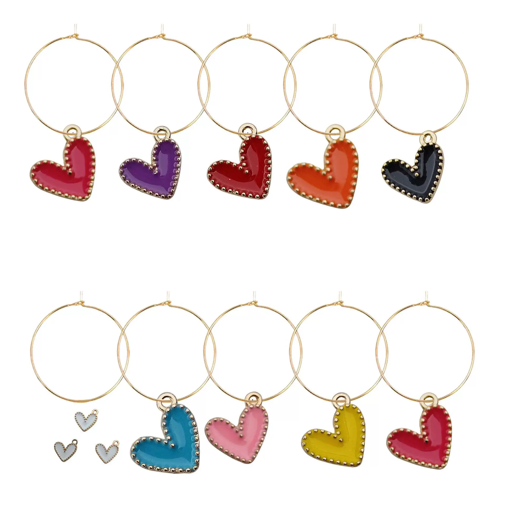 Аксессуары для украшений из сплава с эффектом капель масла, в форме сердца, 14x13 мм, наклейки AliExpress для бокалов для вина, декораций для коктейльных вечеринок, в форме сердца на Хэллоуин