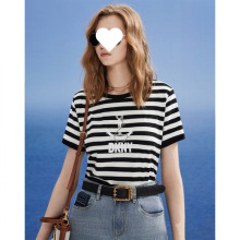 2025航海印花LOGO条纹女士短袖T恤