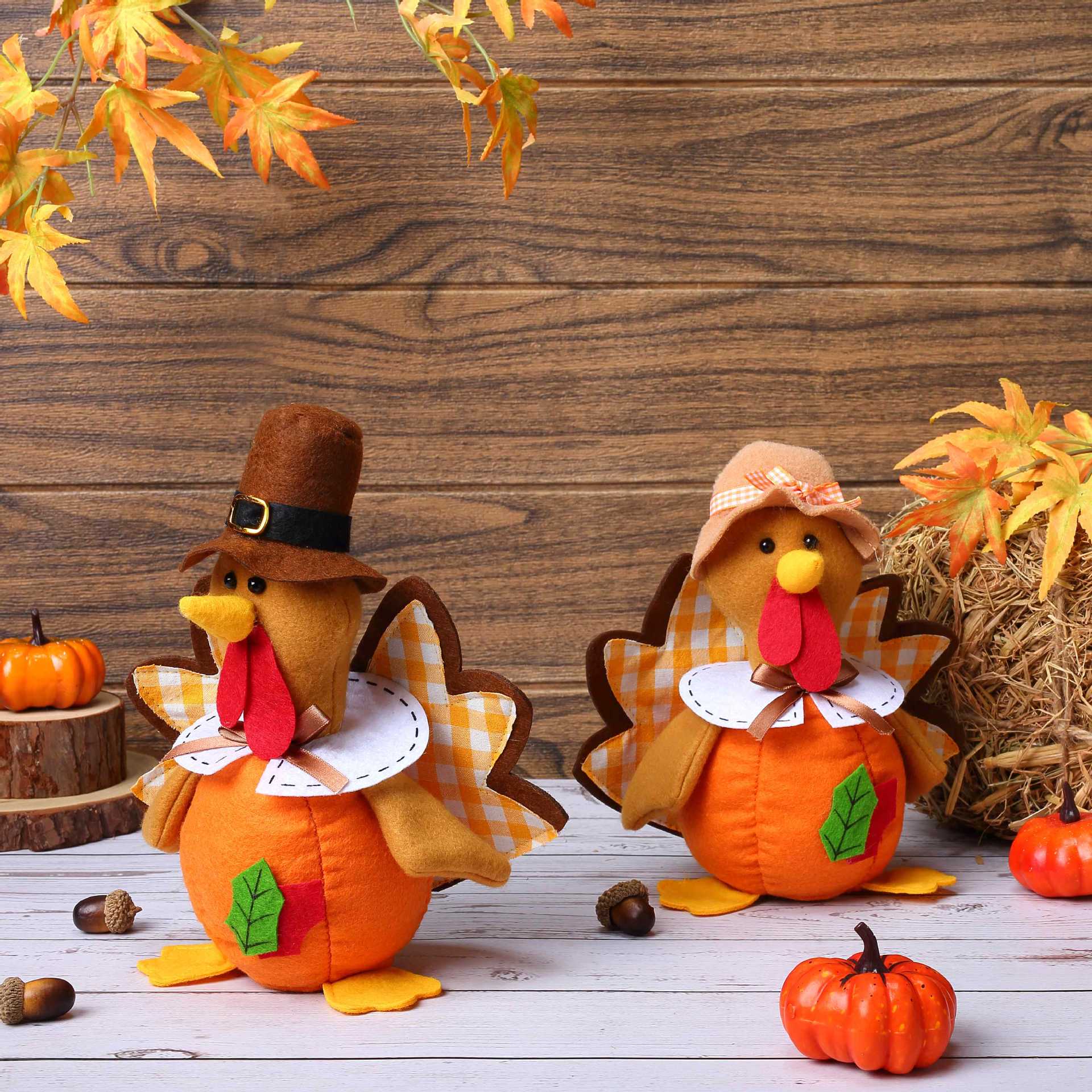 Nuevo festival de la cosecha de pavo de acción de gracias transfronterizo decoración muñeca sin rostro calabaza hoja de arce Rudolph decoración lote