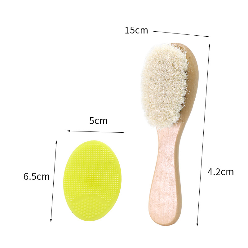 Set de limpieza para bebés con peine, cepillo de champú, masajeador de madera de loto, peine plano de madera de pera, masajeador, lindo set de limpieza para bebés