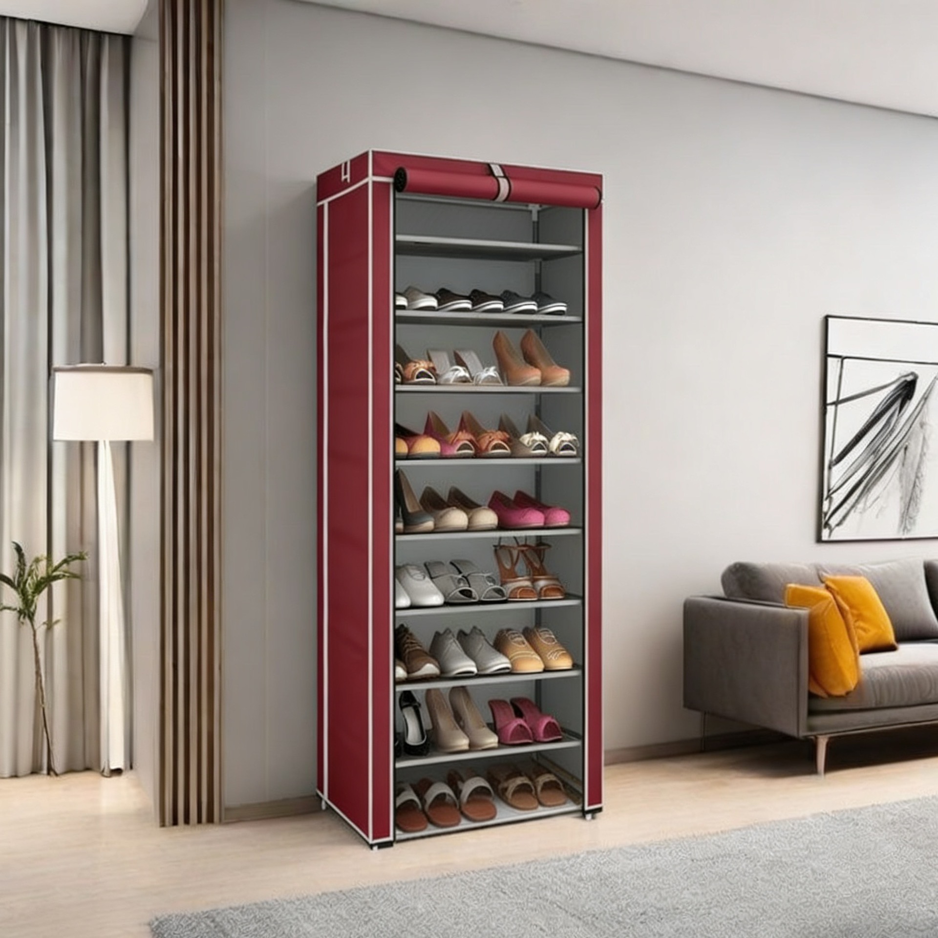 Source manufacturers shoe rack simple multi-layer household dustproof fabric storage space-saving dormitory shoe rack door shoe cabinet