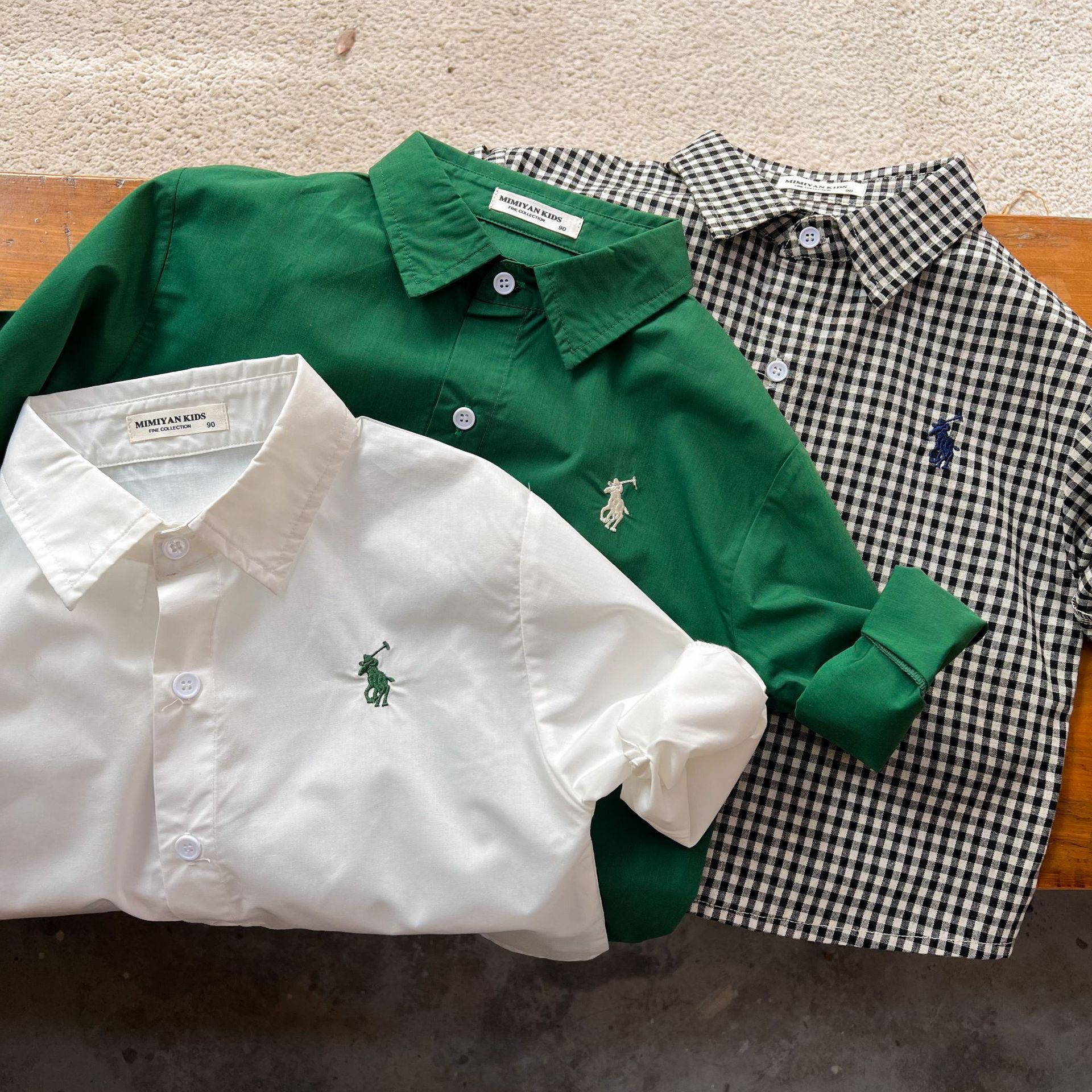 Limón salado siete otoño camisa a cuadros de algodón para niños bebé algodón coreano solapa chaqueta fina de primavera y otoño para niñas