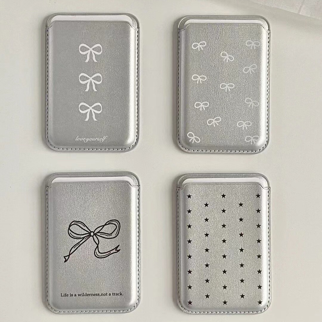 Bow Magnetic Card Holder Back Sticker Suitable for Iphone16 Apple Mobile Phone Universal Korean Niche Magsa