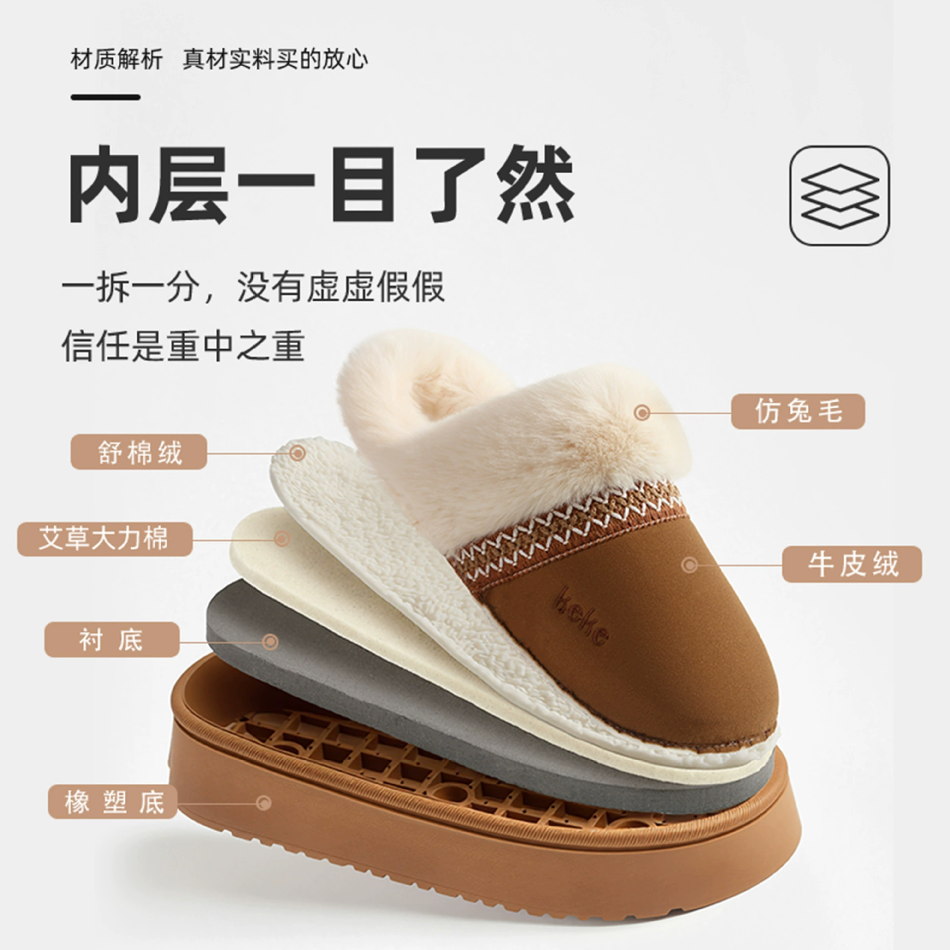窠窠良品 Зимние тапочки, обувь, универсально тёплые ботинки на платформе