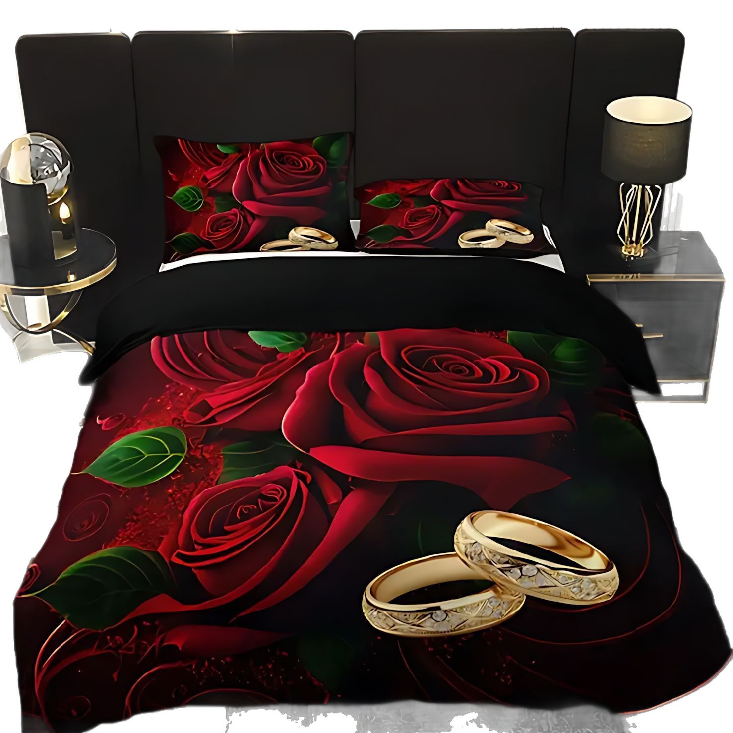 TEMU / JIT transfronterizo nuevo producto ligero de lujo suave y cómodo rosa roja impresión digital set fuente fabricante