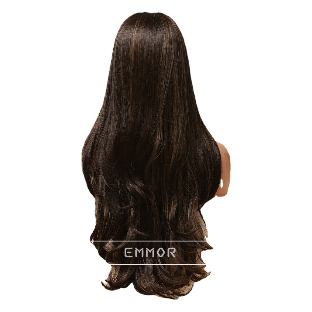 Comercio exterior Pelucas europeas y americanas, celebridades de Internet, ondas grandes, cabello largo y rizado, cabello largo, cabello largo, negro, marrón, cubierta completa, wigs