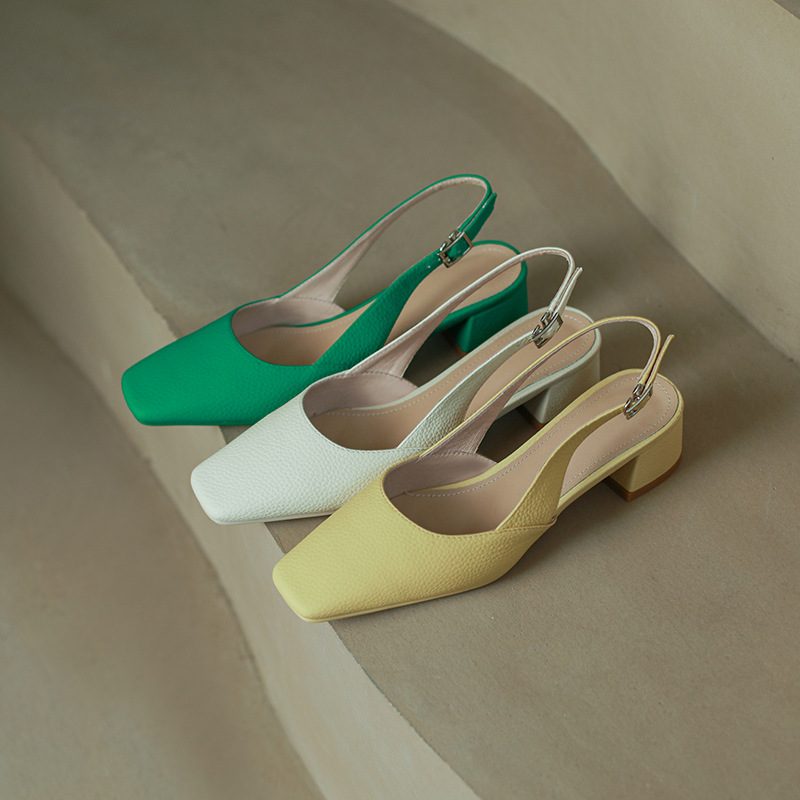 CHIKO Elspeth Square Toe Block Heels Slingback Shoes