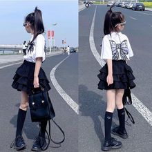 女童夏季套装2025新款蛋糕裙洋气儿童短袖T恤时髦百褶短裙两件套
