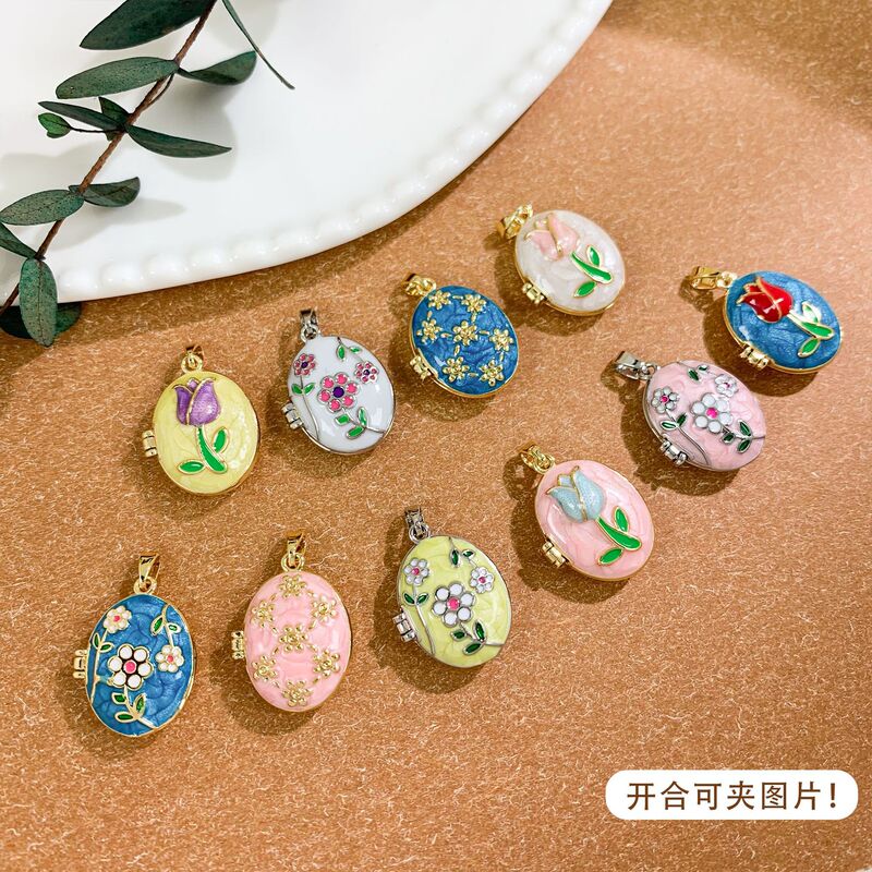 ペンダントフレンチパレススタイルフラワーフォトボックスネックレスペンダントレトロファッションニッチ気質ハイエンドアクセサリー女性用|undefined