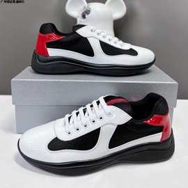 欧洲站P家高端简约透气新男士旅游鞋系带头层牛皮休闲鞋皮鞋运动