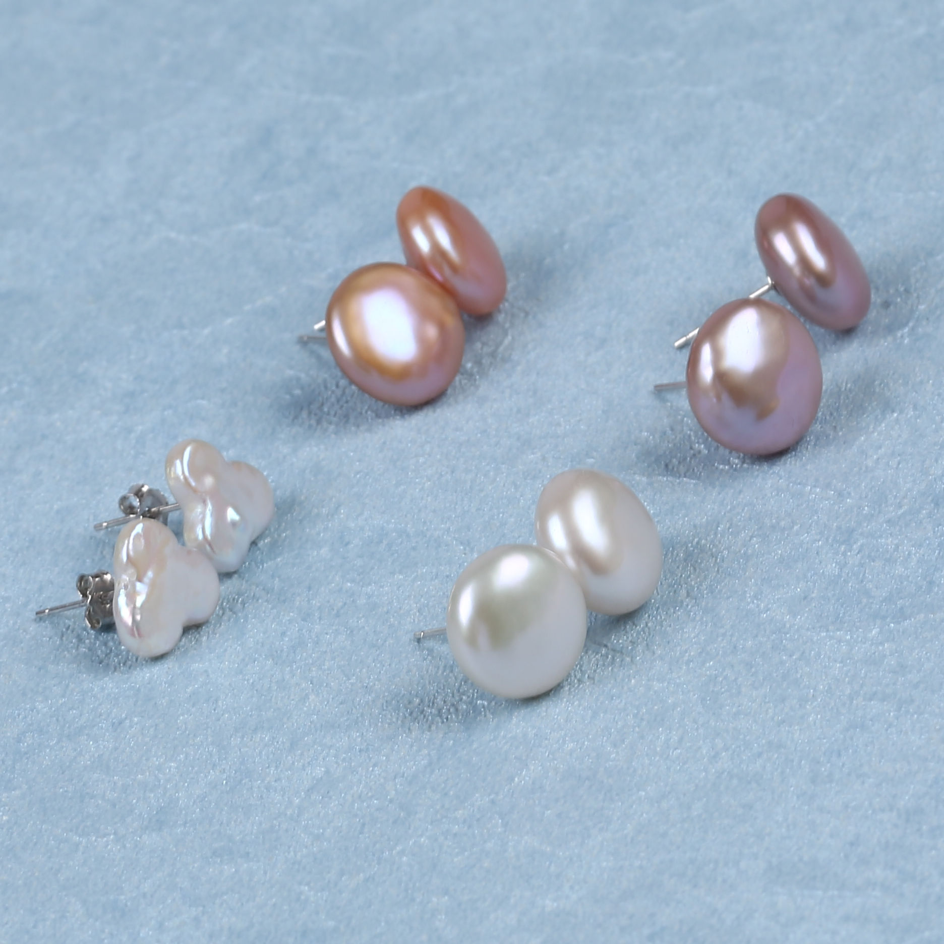 Simple Style Bread Bead Sterling Silver Inlaid Pearls Pearl Earrings 1 Pair display picture 3