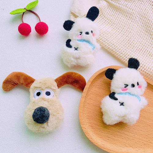 Cartoon Internet celebrity boss dog brooch hair accessories plush dog bag clothing mobile phone case accessories accessories