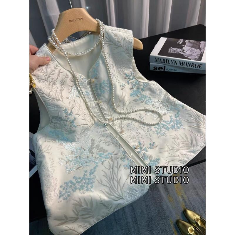 New Chinese-Style Women's Short Vest 2026 New Spring High-End Embroidered Small-Sized National Style Vest Jacket