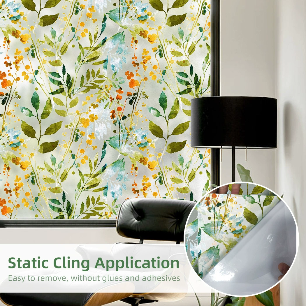 Домашняя конфиденциальность окна пленка, цветные листья стеклянная наклейка для ванной затенения матовая пленка электростатическая наклейка окна BLT111