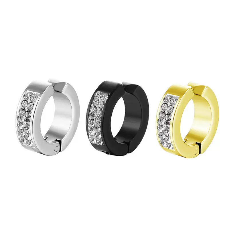 跨境电钛钢无耳洞耳骨夹不锈钢镶钻耳夹欧美时尚潮男女耳环耳饰品