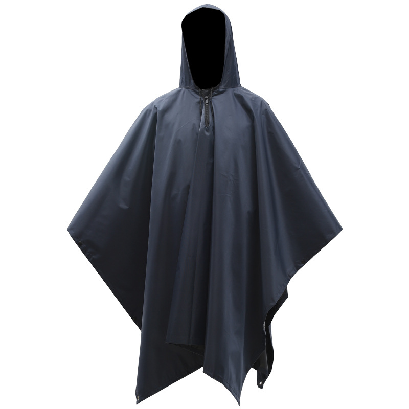 Al Aire Libre montañismo poncho de tres en uno Multi-funcional adulto capa impermeable PU impermeable 210T poliéster alfombra de piso Canopy